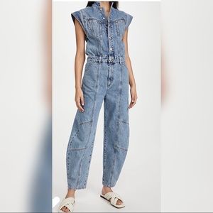 NWT AGOLDE Mara Bow Leg Jumpsuit in Linger Size 12
